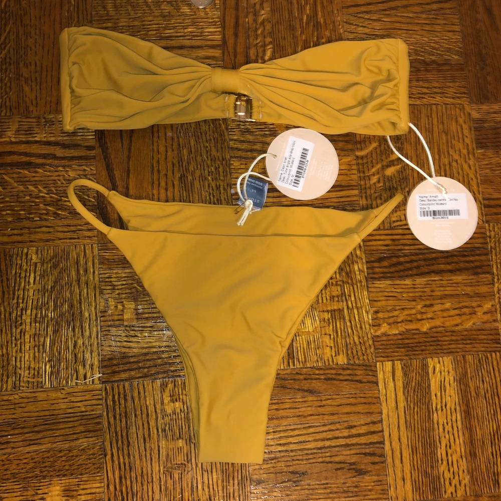 Storm mustard strapless bikini